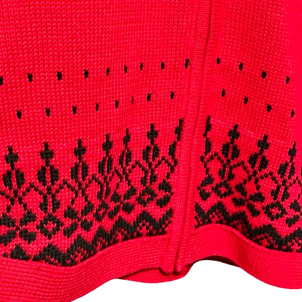Talbots Zip Front Mock Neck Drop Shoulder Dolmain Sleeve Red Cotton Poncho L/XL - Picture 5 of 11